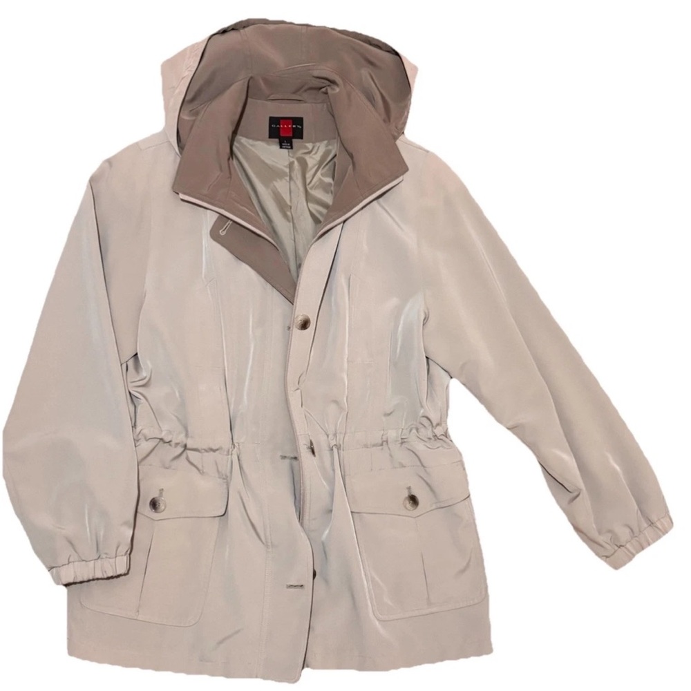 Vintage Nordstrom Gallery Womens Tan Lined Raincoat Water Resistant Grandpa Sz L
